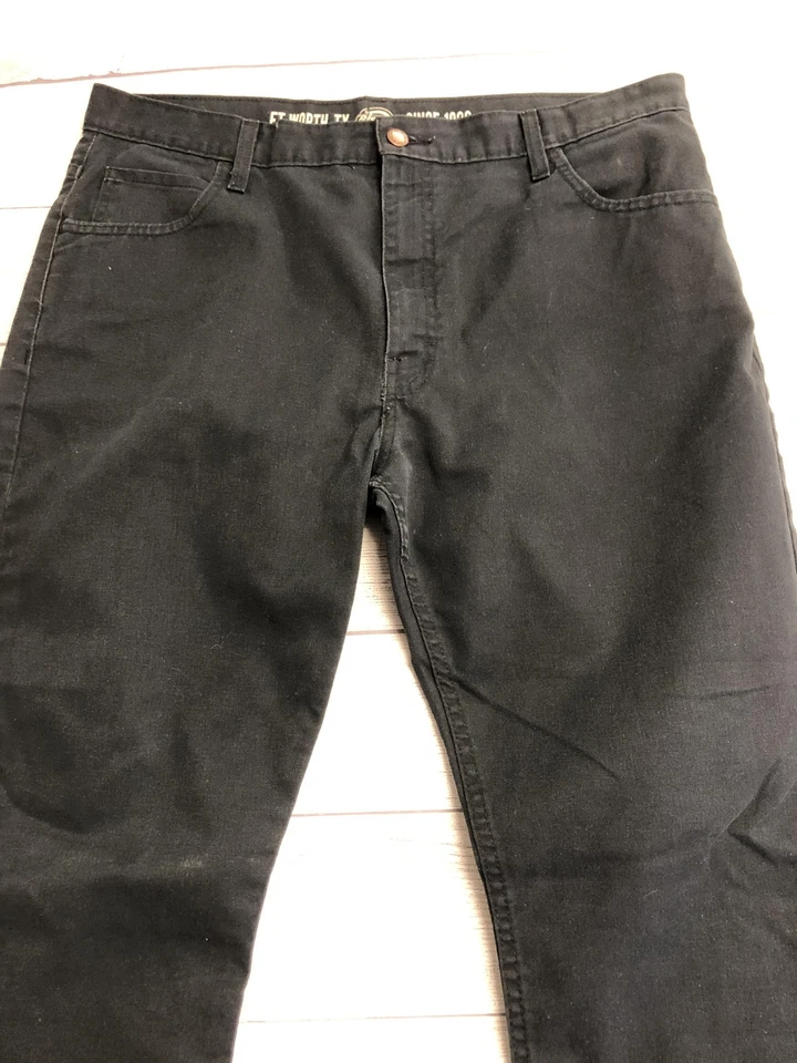 Pantalones Dickies para Hombres 36x30 Negros Ajustados Cónicos WP815BK Trabajo Sarga Elastizados Informales Foto 2 de 4