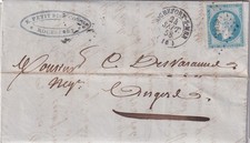 🦬Lettre avec N°14-20 c Bleu Empire -Ob Los. PC 1703  Rochefort-sur-Mer/Angers🦬