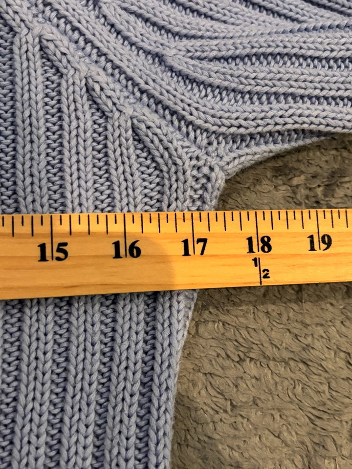 Suéter de cuello alto acanalado New York & Company para mujer pequeño azul manga larga Foto 3 de 4