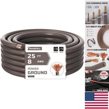 High-Quality 8 Gauge Power Ground Wire, 25 Feet for Car Audio Automotive Use