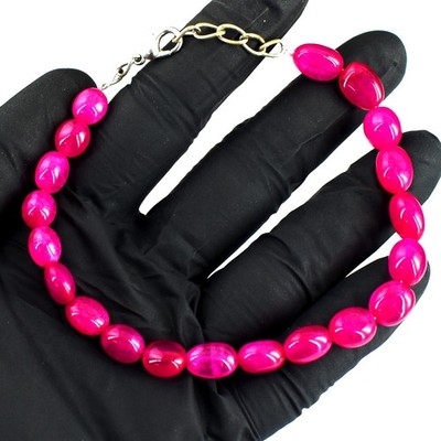 Bestes hervorragendes Muster rosa Onyx 74,00 kt Perlen funkelndes Armband RK 25 E723