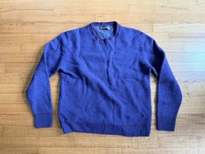 VTG Fisherman Out of Ireland Mens M Blue 100 Lambs Wool Sweater Academia Twee