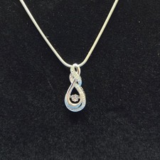 925 Sterling Silver Infinity Pendant Necklace Genuine Diamond Diamonds Heartbeat