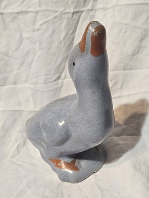 Blue Miniature Bauer Cal-Art ? Blue Preening Duck Pottery 