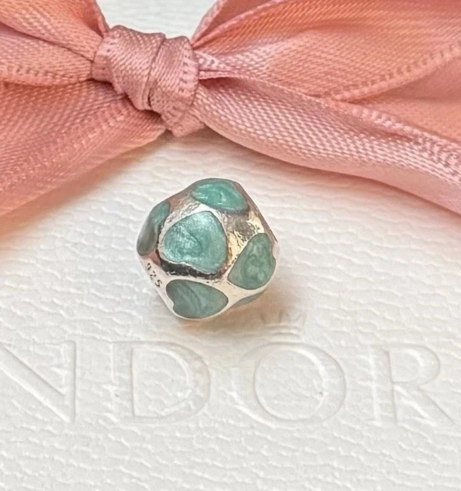 Original Pandora Charm Perlmutt grüne Herzen 925 Silber#790543EN18 - Bild 3 von 3