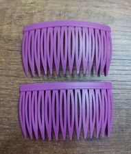 Vintage Purple Goody Style Hair Combs Pair Plastic Retro Set Of 2