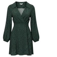 Madewell Black Green Floral Collared Empire Waist Shirtdress NWT Women’s Size 12