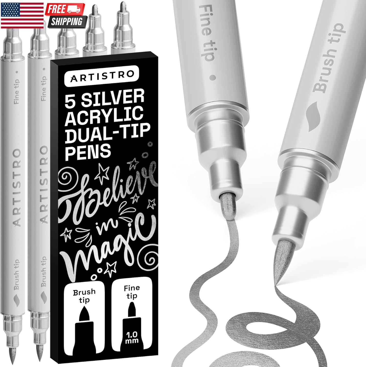 - Paint Pens For Drawing, Brush + Fine Tips - For