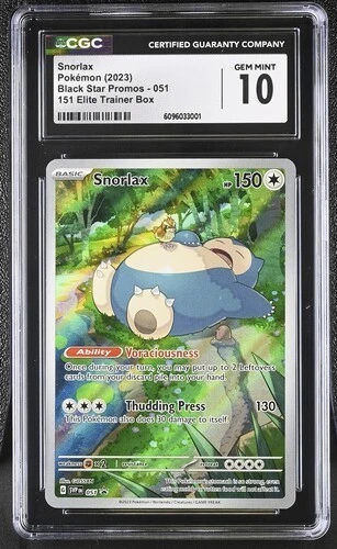 Pokemon 2023 Snorlax Black Star Promos 151 ETB CGC 10