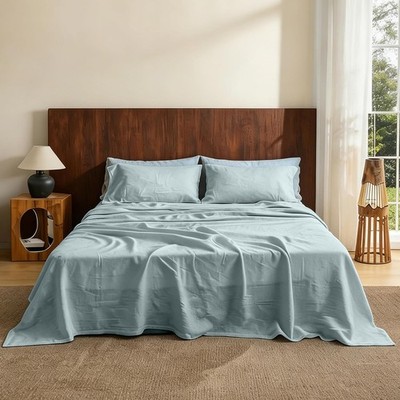 100% Linen Sheet Set Queen Size - Natural Breathable Bed Sheets for Hot