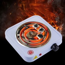 Electric Single Burner 1000W Coil Cooktop White Overheat Protection Adjusta FIS