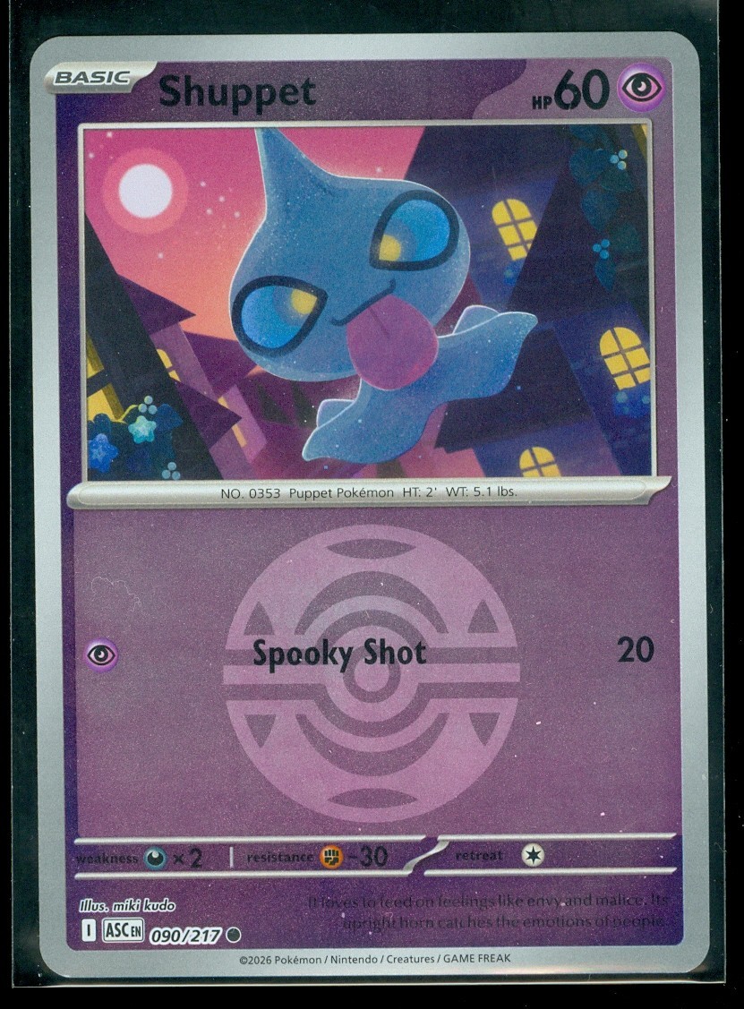 Pokemon SHUPPET 090/217 - Ascended Heroes - Rev Holo - DUSK BALL PATTERN