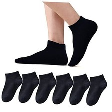 Kids Ankle Socks Girls Seamless Low Cut No Show Socks 5-7 Years Black 6 Pack