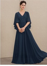 JJ's House A-line V-Neck Floor-Length Chiffon Mother of the Bride Dress 229