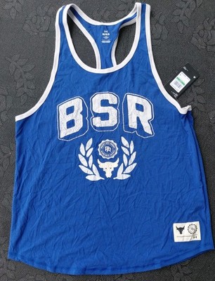Under Armour Project Rock BSR Tank Blue Men L 1376942 Muscle Training Top