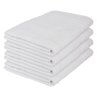 4x Blanc 160cm x 90cm Draps de Bain en Coton Géant Doux Salle de Bain Serviettes - Photo 1/4