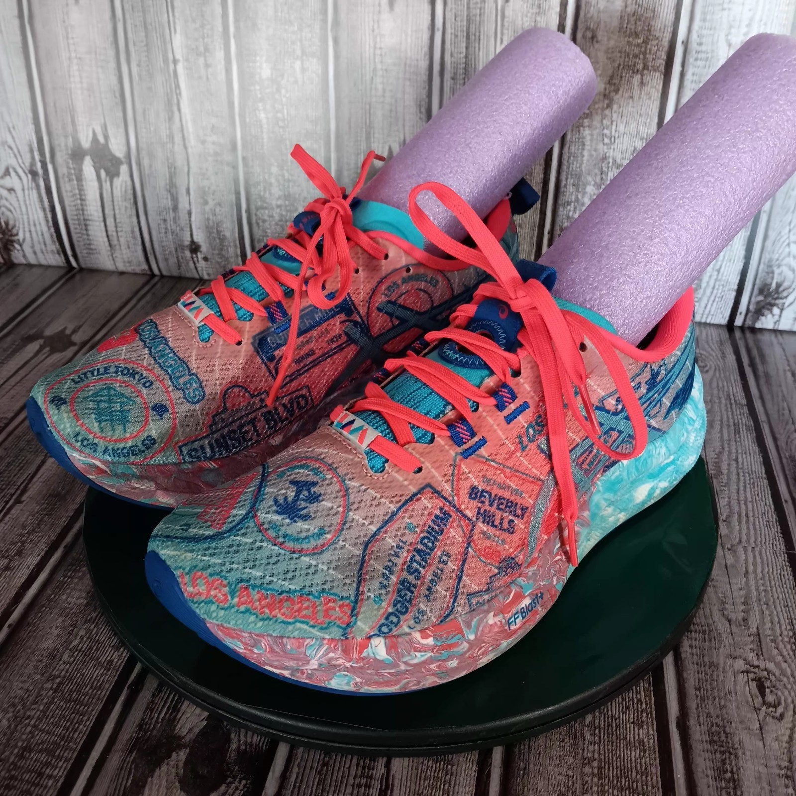 Size 9 Women's Asics NooSA Tri 16 Los Angeles Marathon Pastal Pink And Blue