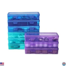 9-Pack Stackable Plastic Storage Containers - Colorful Craft Organizers with