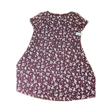 Old Navy Women's Purple White Floral Knit T-Shirt Dress Round Neck Short L
