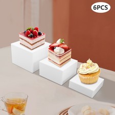 6Pcs White Rectangular Display Stands Pmma Tabletop Stands Three Sizes 11.02Lbs