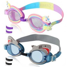 Paquete de 2 gafas de nataci n para ni os, sin fugas, Gris y arco iris