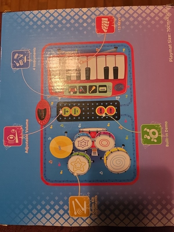 Music Jam Playmat For Toddlers Blue 2 Drumsticks