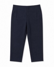 Chico s Women s Navy Blue Pull-On Cropped Pants Size 1P Petite Stretch Slim