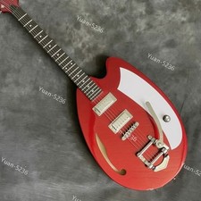 Semi Hollow Red Body Electric Guitar H-H Pickups Stainless Frets White Pickguard