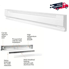 1250W 5-foot Electric Baseboard Heater Convection Heating Home Durable White NEW