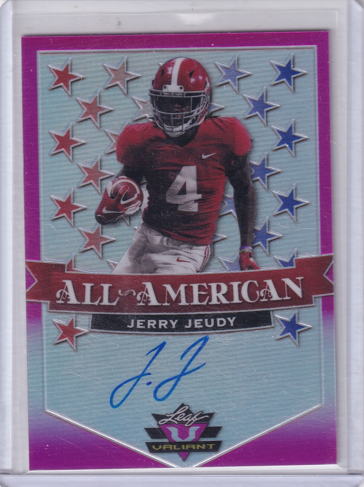 Jerry Jeudy Leaf Valiant All-American Autographs #JJ1 Pink