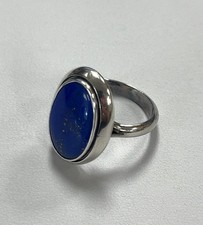 Lapis Lazuli Ring .925 Sterling Silver Oval Ring Size: 8