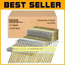 1000 Count Galvanized Framing Nails, 21 Degree, Reliable for All Wood Structures