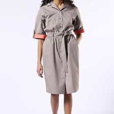 Diesel Orange Sleeve Button Dress Gray Waist Belt Used Japan