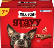 Milk-Bone Gravy Bones Dog Treats with 4 Savory Meat 7 Pound (Pack of 1), Red 