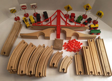 Vintage Wooden BRIO Train Set 59 Pieces with 20 Track Connection Pieces