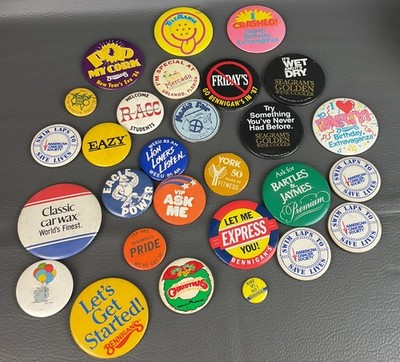 Large vintage pinback Lot Bennegan s restaurant and many others