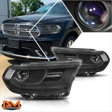 For 14-20 Dodge Durango Projector Headlight/Lamp Set Black Housing Clear Corner