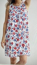 NWT Croft  Barrow Sleeveless Nightgown womens sz 3X Floral Blue White Red
