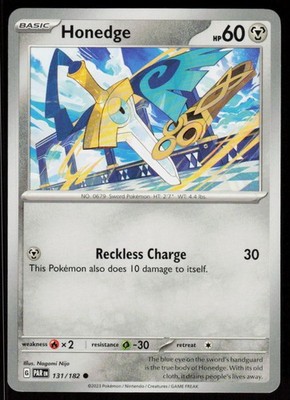Honedge 131/182 Common Paradox Rift Pokemon Near Mint