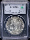1881-S VAM-86 PCGS MS64 OH Morgan Silver Dollar - 90% Silver