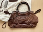 Balenciaga City Brown Leather Handbag Auth