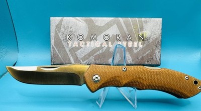 Komoran Lockback Knife2.75'' Stainless Steel Blade Brown Micarta Handle KO039