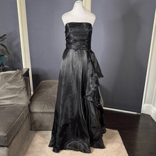 Women  s Black Strapless Full Length Prom Formal Dress Zip Back Size 10 NEW