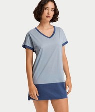 HANRO 74620 LAURA V-NECK KNIT NIGHTSHIRT  SEA BREEZE  L  NWT  MSRP  128