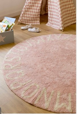 New Lorena Canals Pink A to Z Round Cotton Rug One Size