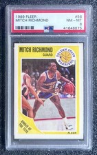 1989 Fleer Rookie Mitch Richmond #56 Golden State Warriors (ROY/HOF) PSA 8 NM-MT