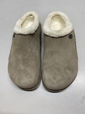 Birkenstock Unisex Zermatt Shearling Lined Suede Clogs Size L 11, M 9 Taupe