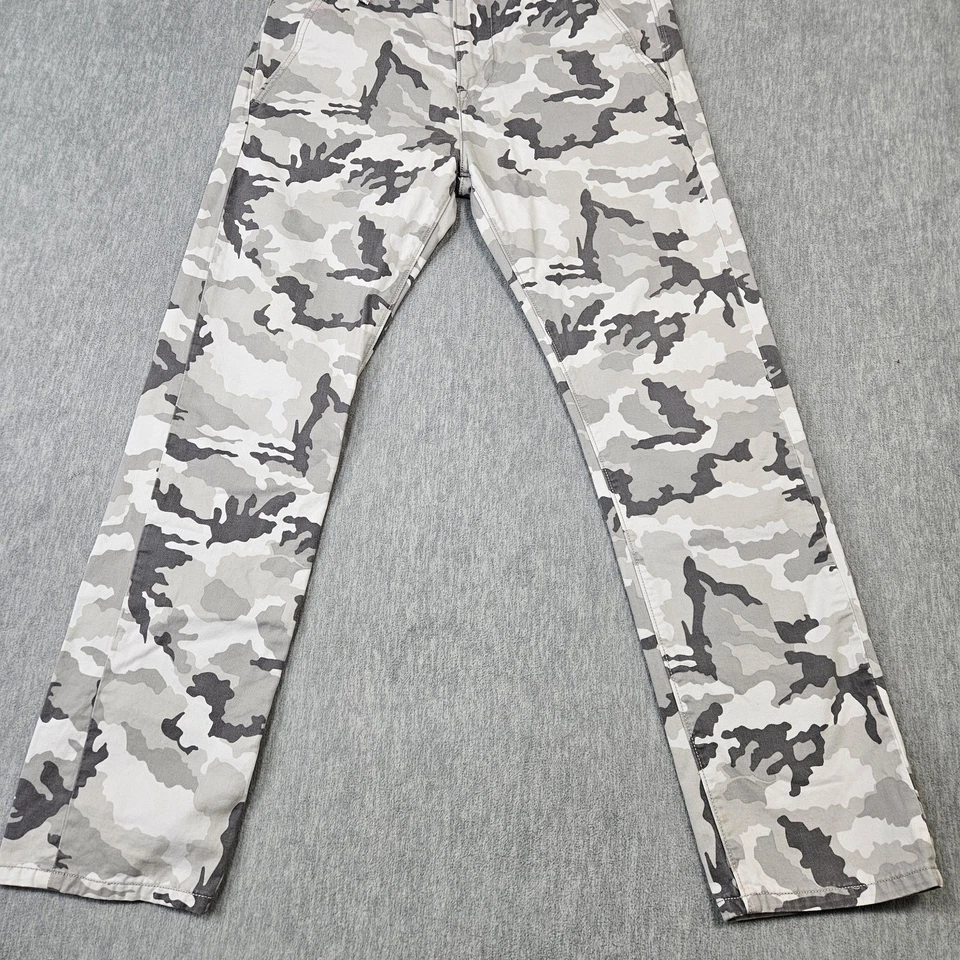 Pantalones Chinos Levi's Para Hombre 32x30 Gris Camuflaje Cremallera Mosca Pierna Recta Solapa Bolsillos Foto 3 de 4