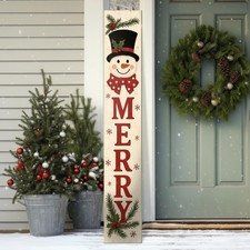 Christmas Welcome Porch Sign 47 Inch Snowman Wooden Hanging Sign Plaques Holi