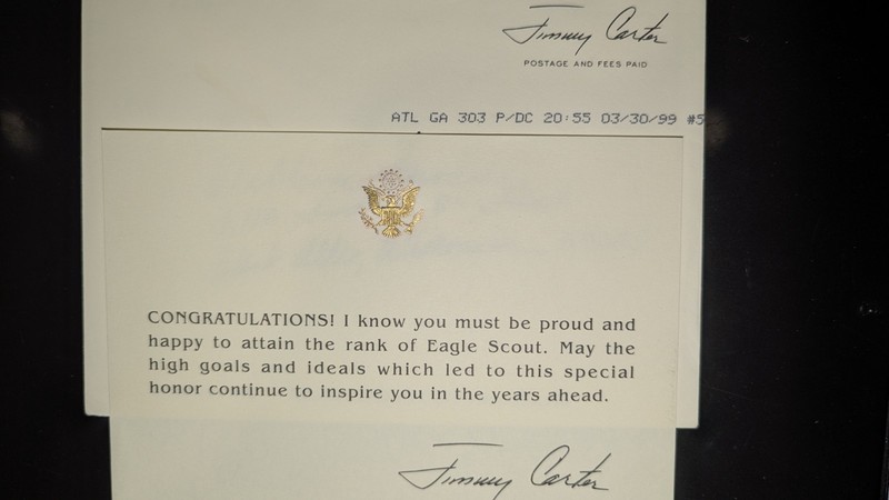 Jimmy Carter White House Eagle Scout Card & Envelope 